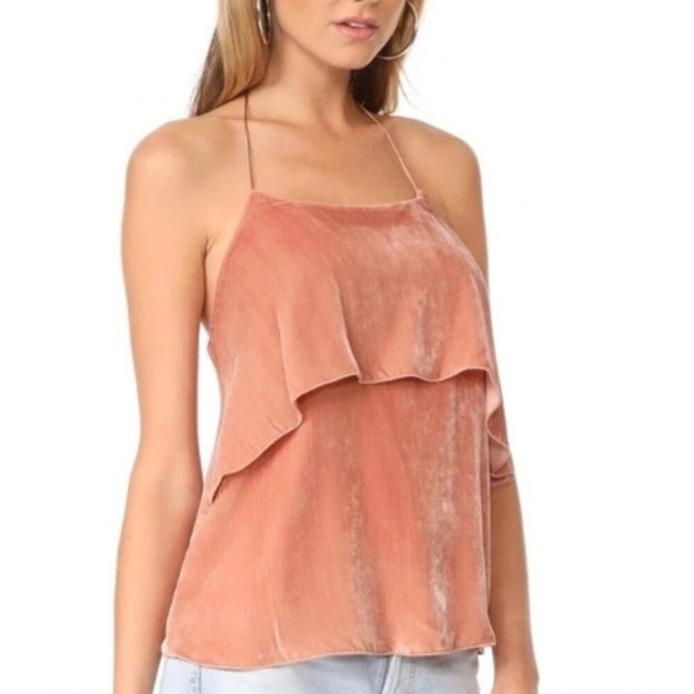 NWT new Alice + Olivia Marybeth Velvet Ruffled Halter Top size extra small